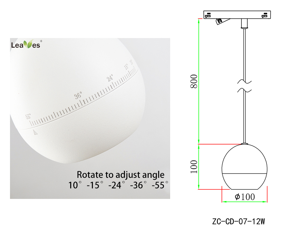 DC48V Magnetic Track Warm White Euro Modern IP44 Aluminum CE/UL Spotlight Ceiling LED 12W Pendant Light
